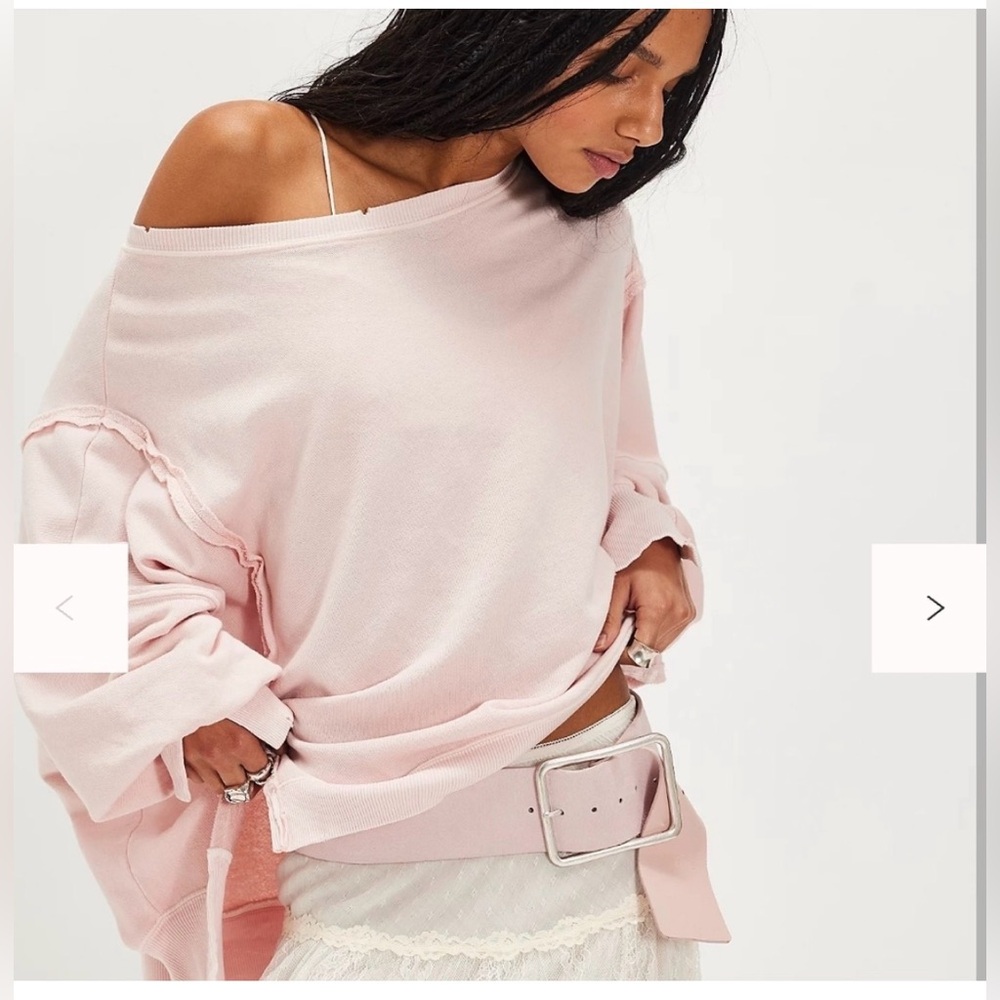 NWOT We The Free Camden Light Pink Sweatshirt - SMALL